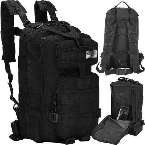 XL Militärrucksack mit Taschen und Tragesystem schwarz