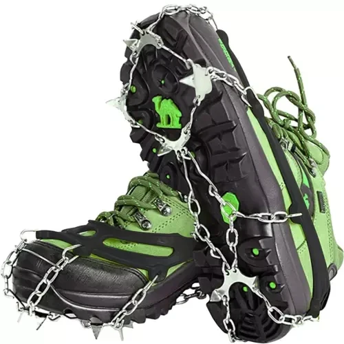 2 Schuhgriffe mit Anti-Rutsch-Spikes für sicheren Halt schwarz/silber