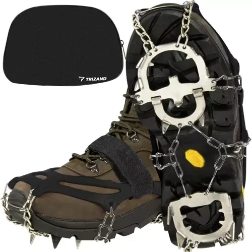 2 Schuhgriffe mit Anti-Rutsch-Spikes für Sicherheit schwarz/silber
