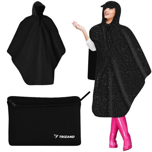 Regenponcho mit Kapuze für jeden Anlass - Schwarz