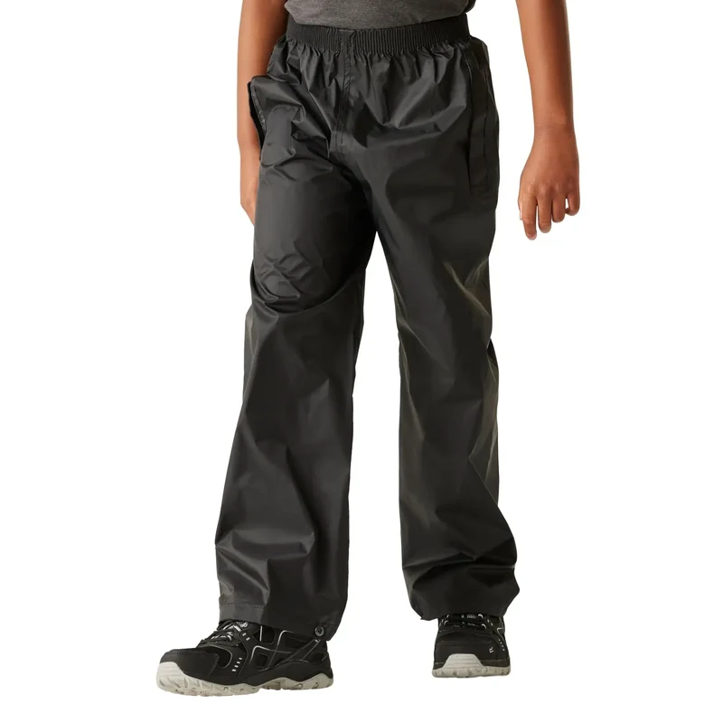 Regatta Kids' Pack-It Waterproof Overtrousers - Black
