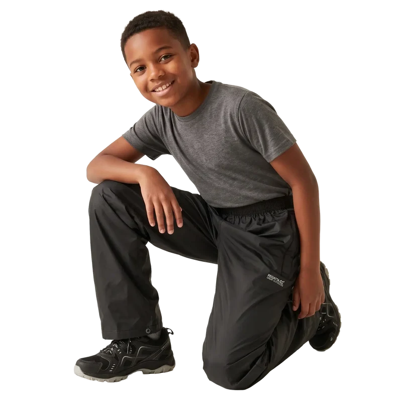 Regatta Kids' Pack-It Waterproof Overtrousers - Black