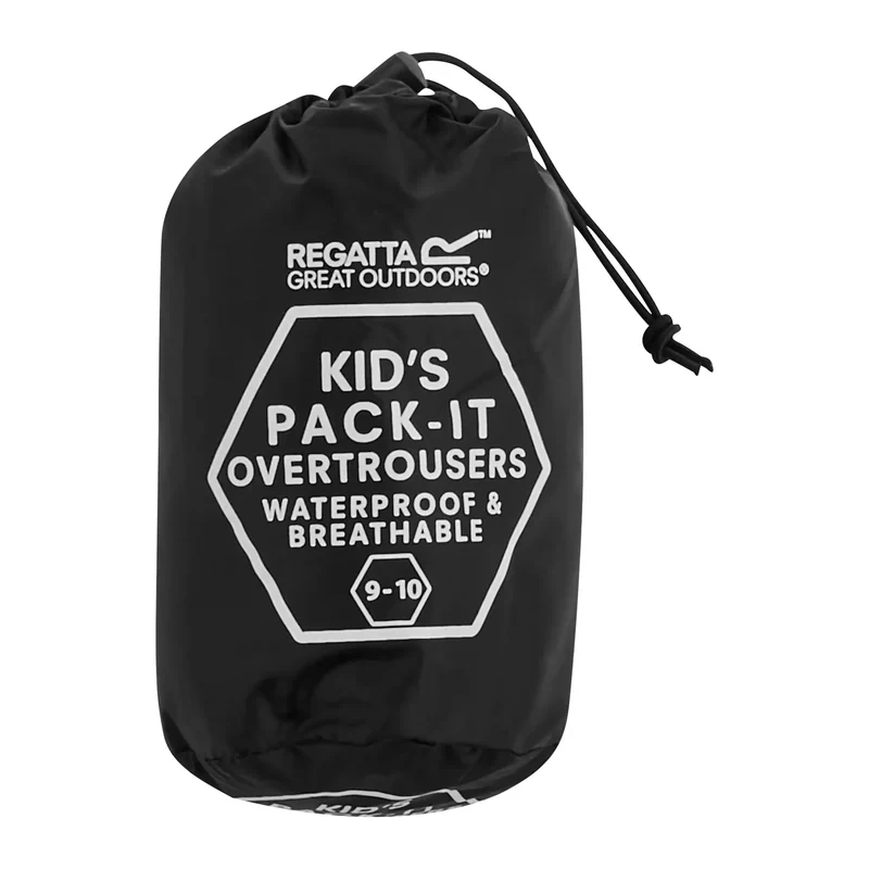 Regatta Kids' Pack-It Waterproof Overtrousers - Black