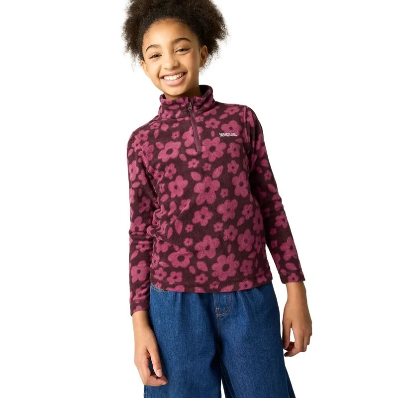 Regatta Kids' Hot Shot II Half Zip Fleece - Fig/Violet Floral