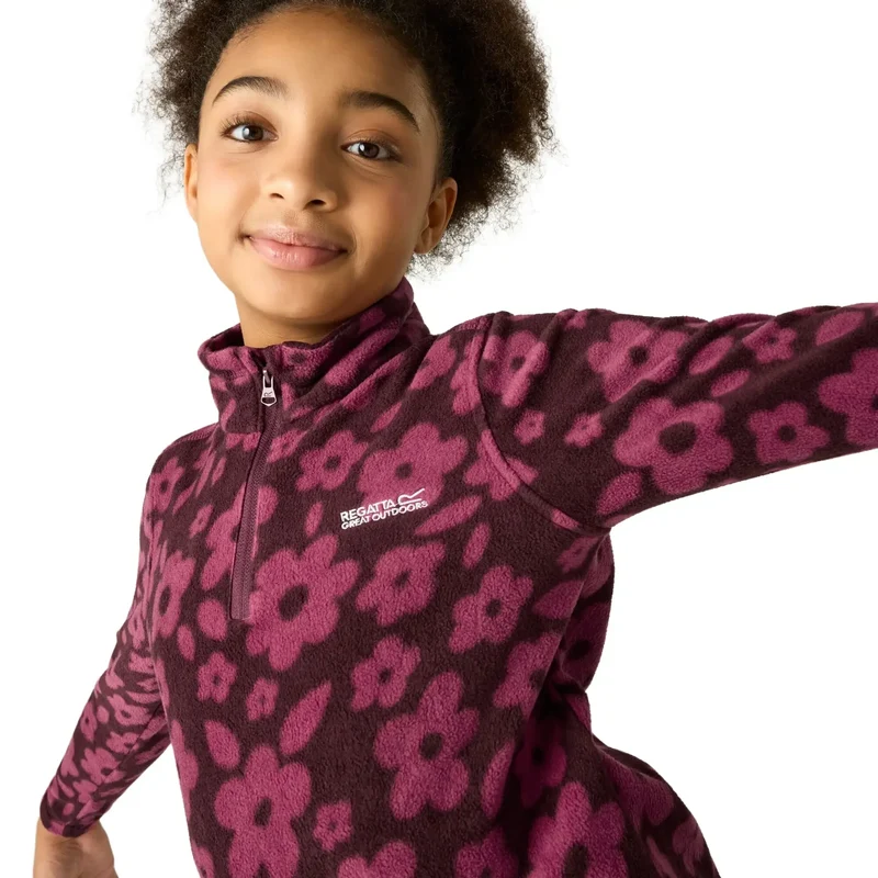 Regatta Kids' Hot Shot II Half Zip Fleece - Fig/Violet Floral