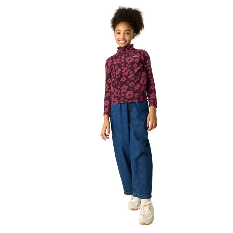 Regatta Kids' Hot Shot II Half Zip Fleece - Fig/Violet Floral