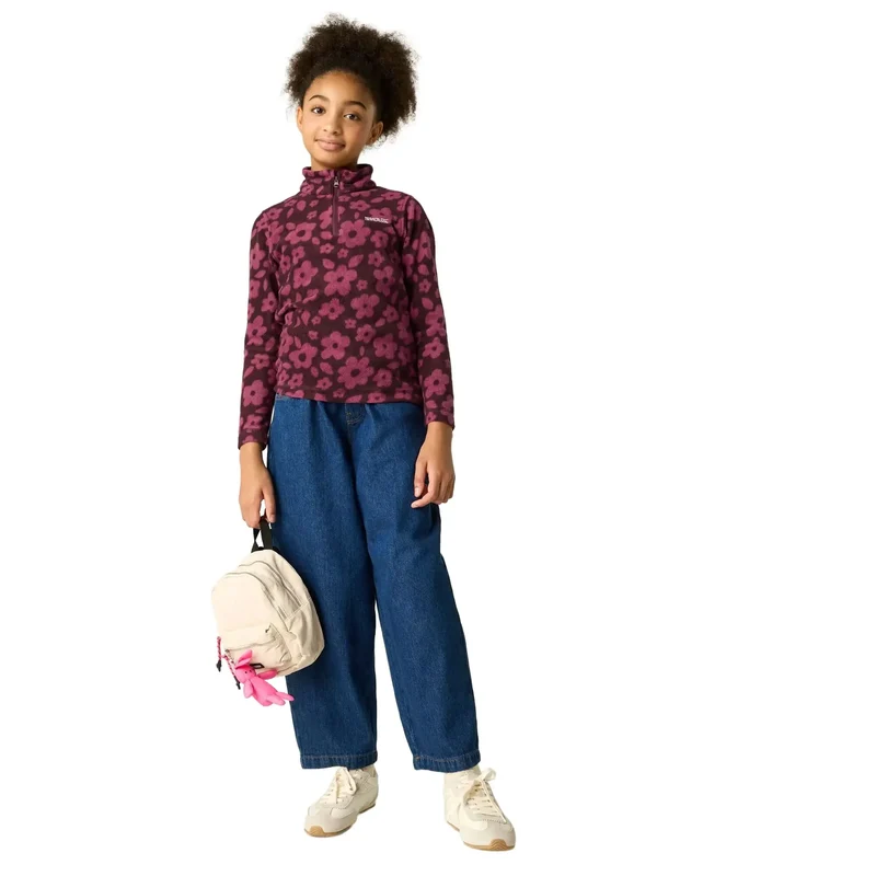 Regatta Kids' Hot Shot II Half Zip Fleece - Fig/Violet Floral