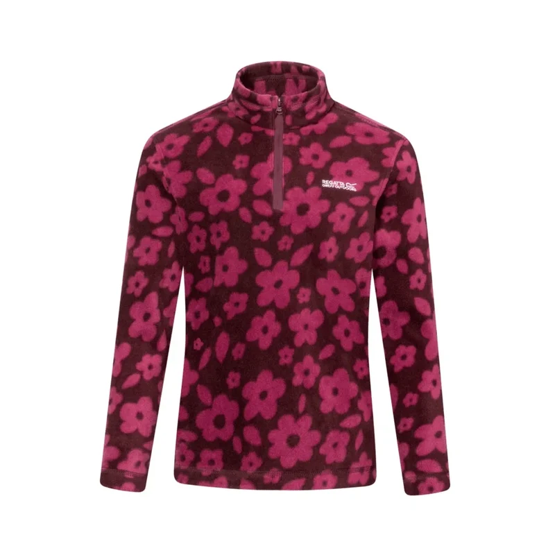 Regatta Kids' Hot Shot II Half Zip Fleece - Fig/Violet Floral