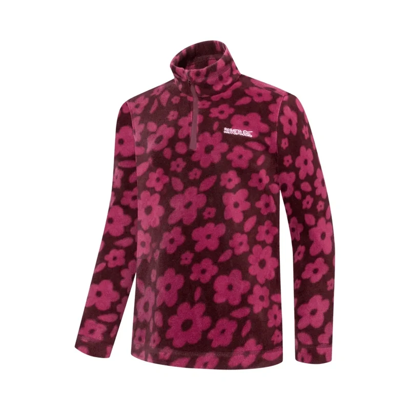 Regatta Kids' Hot Shot II Half Zip Fleece - Fig/Violet Floral