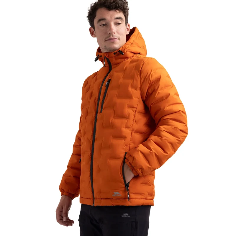 Trespass Men's Jaymes Quilted Waterproof Jacket - Orange Spice