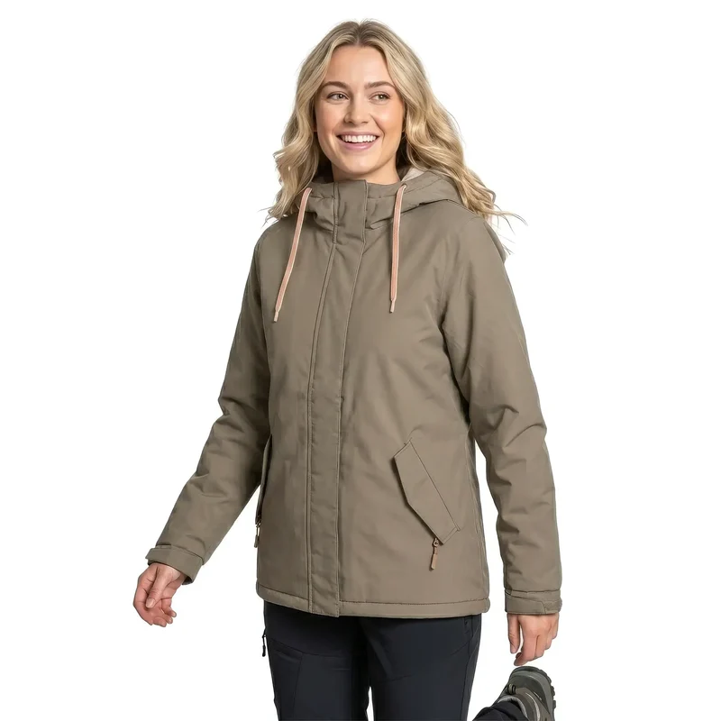 Trespass Women's Yulia Padded Waterproof Jacket- Light Khaki