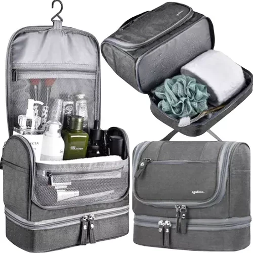 Hängende Kosmetiktasche mit 11 Fächern, wasserdicht, grau