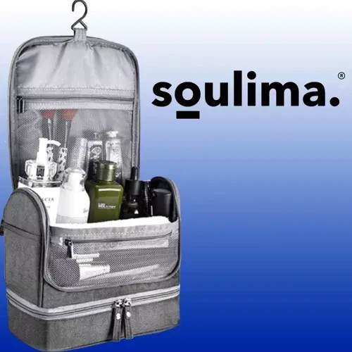 Hängende Kosmetiktasche mit 11 Fächern, wasserdicht, grau