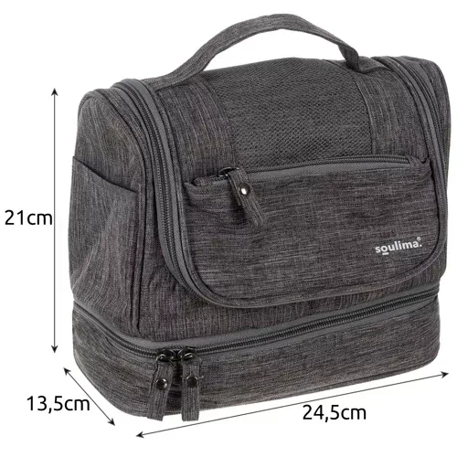 Hängende Kosmetiktasche mit 11 Fächern, wasserdicht, grau