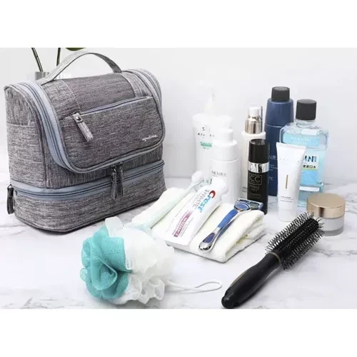 Hängende Kosmetiktasche mit 11 Fächern, wasserdicht, grau