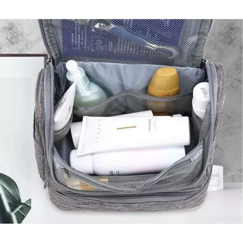 Hängende Kosmetiktasche mit 11 Fächern, wasserdicht, grau
