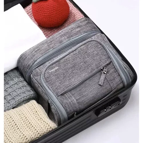 Hängende Kosmetiktasche mit 11 Fächern, wasserdicht, grau