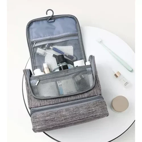 Hängende Kosmetiktasche mit 11 Fächern, wasserdicht, grau