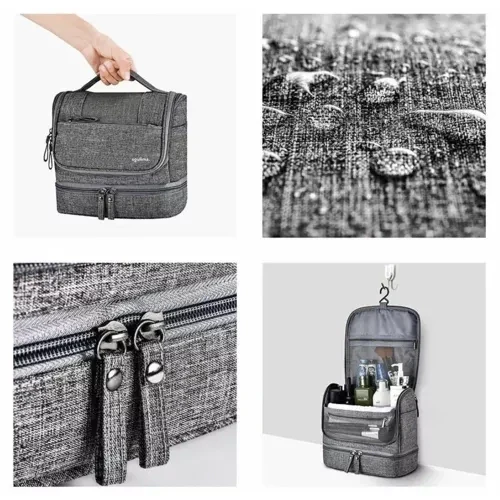 Hängende Kosmetiktasche mit 11 Fächern, wasserdicht, grau