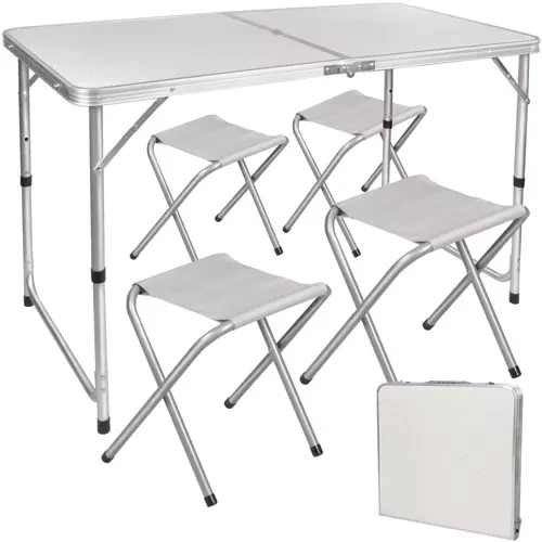 4er Camping-Set mit Höhenverstellbarem Tisch und Stühlen