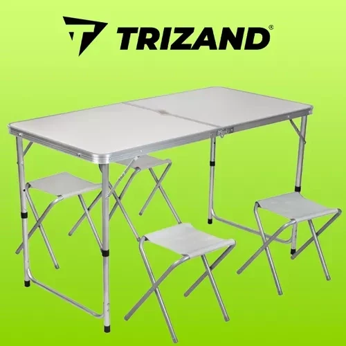 4er Camping-Set mit Höhenverstellbarem Tisch und Stühlen