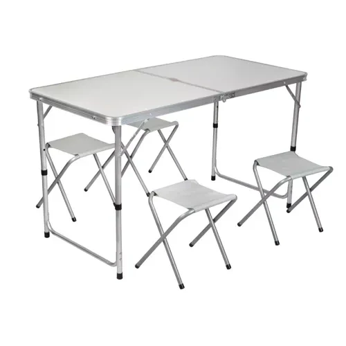 4er Camping-Set mit Höhenverstellbarem Tisch und Stühlen
