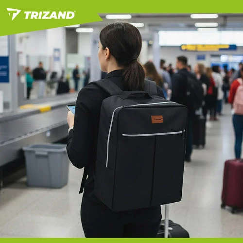 1 Reiserucksack mit Kosmetiktasche für Handgepäck, schwarz