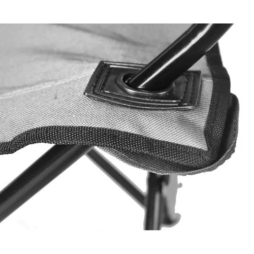 Faltbarer Angelstuhl mit Armlehnen und Getränkehalter grau