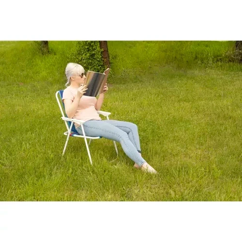Klappstuhl mit verstärktem Sitz für Garten blau