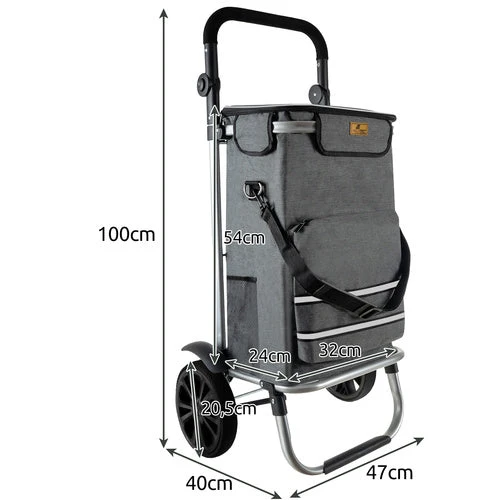 2in1 Einkaufswagen mit verstellbarem Griff und viel Platz