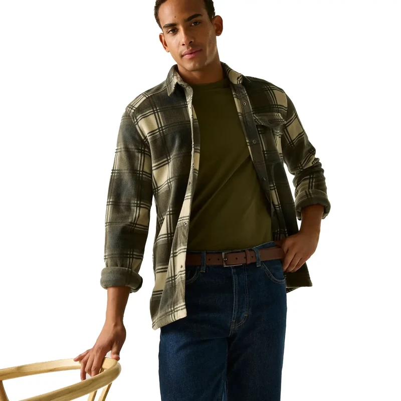 Regatta Mens' Frankie Fleece Shirt Smokey Check/Olive
