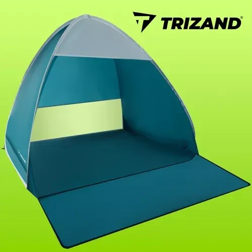2-Personen Pop-Up-Strandzelt mit Moskitonetz, blau weiß