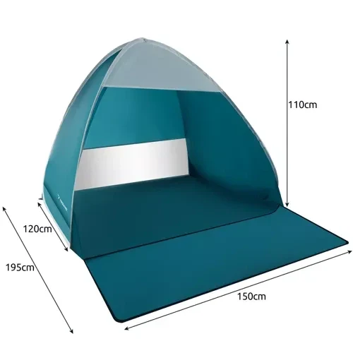 2-Personen Pop-Up-Strandzelt mit Moskitonetz, blau weiß