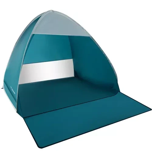 2-Personen Pop-Up-Strandzelt mit Moskitonetz, blau weiß