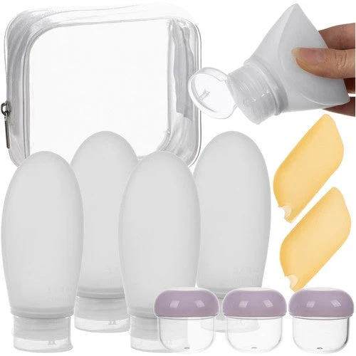 10-teiliges Reisekosmetik-Set mit flexiblen Behältern transparent