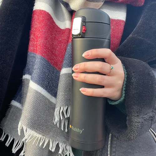 1 Thermobecher, auslaufsicher, hervorragende Wärmedämmung, Schwarz