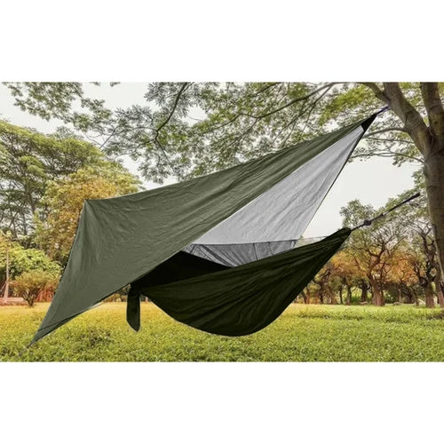2er Hängematten-Set mit Moskitonetz und UV-Schutz, khaki