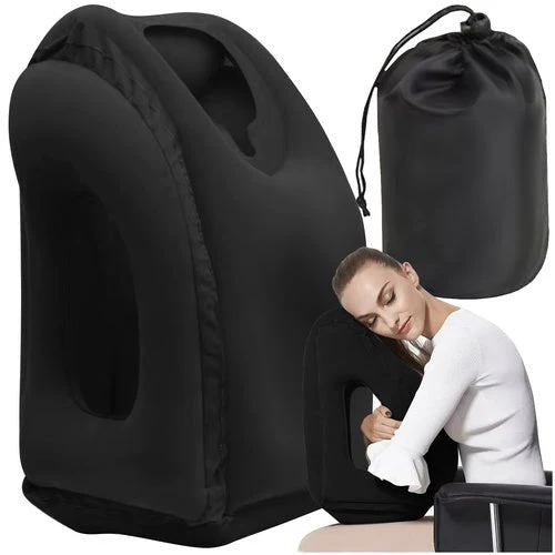 1 Aufblasbares Reisekissen mit ergonomischer Form, Schwarz