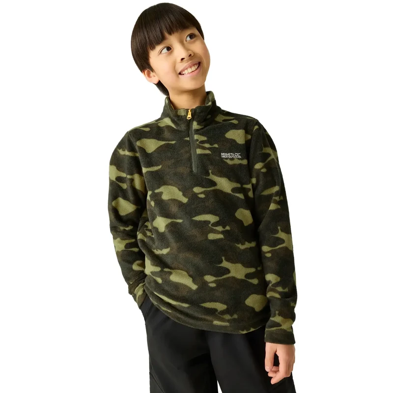 Regatta Kids' Hot Shot II Half Zip Fleece - Dark Khaki Camo
