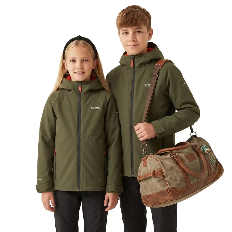 Regatta Kids' Hillain Warm Lined Jacket - Dark Khaki / Rooibos Tea