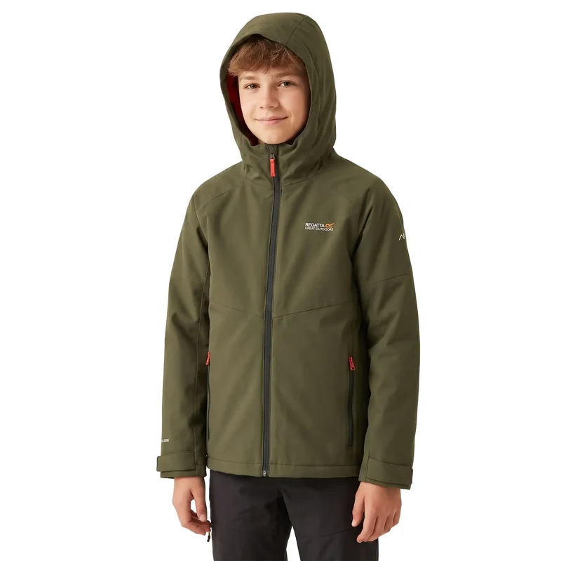 Regatta Kids' Hillain Warm Lined Jacket - Dark Khaki / Rooibos Tea
