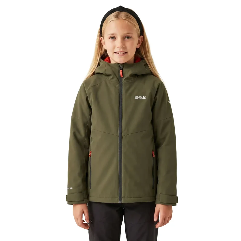 Regatta Kids' Hillain Warm Lined Jacket - Dark Khaki / Rooibos Tea