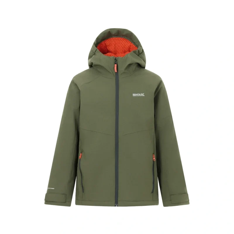 Regatta Kids' Hillain Warm Lined Jacket - Dark Khaki / Rooibos Tea