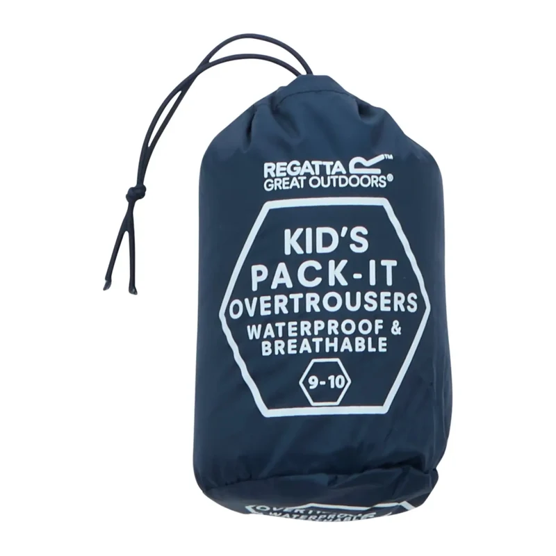 Regatta Kids' Pack-It Waterproof Overtrousers - Midnight