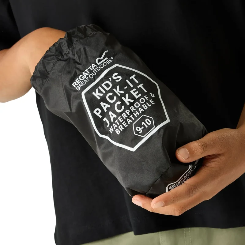 Regatta Kids' Pack It III Waterproof Jacket - Black