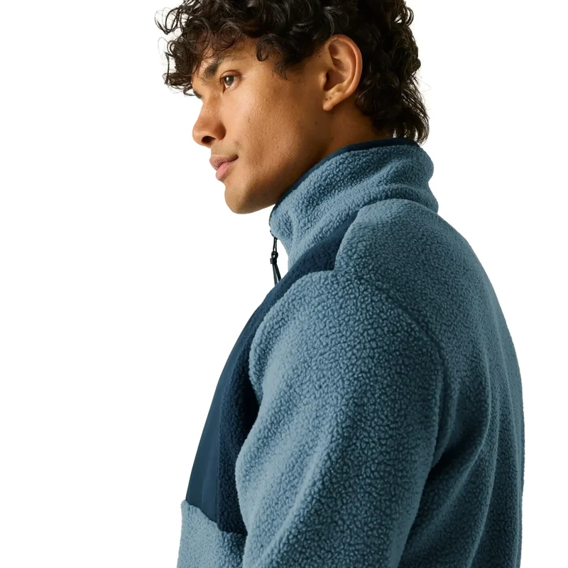Regatta Men's Frankie Borg Colour Block Full-Zip Fleece - Grey Mirage/Navy