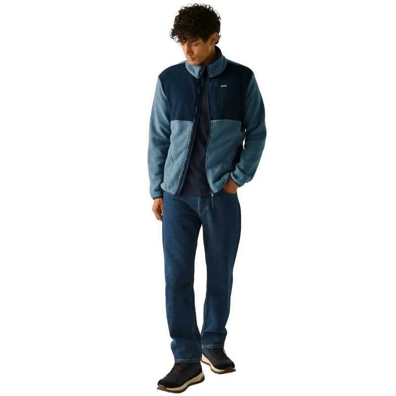 Regatta Men's Frankie Borg Colour Block Full-Zip Fleece - Grey Mirage/Navy
