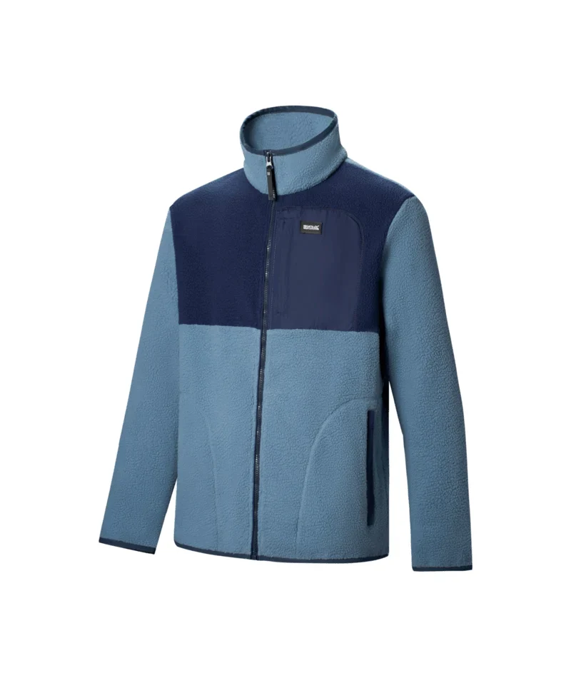 Regatta Men's Frankie Borg Colour Block Full-Zip Fleece - Grey Mirage/Navy