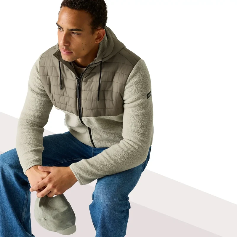 Regatta Men's Frankie Borg Hybrid Full Zip Fleece - Abbeystone/Smokey Olive
