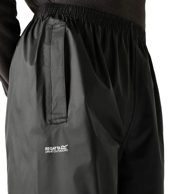 Regatta Men's Pack It Waterproof Overtrousers - Black